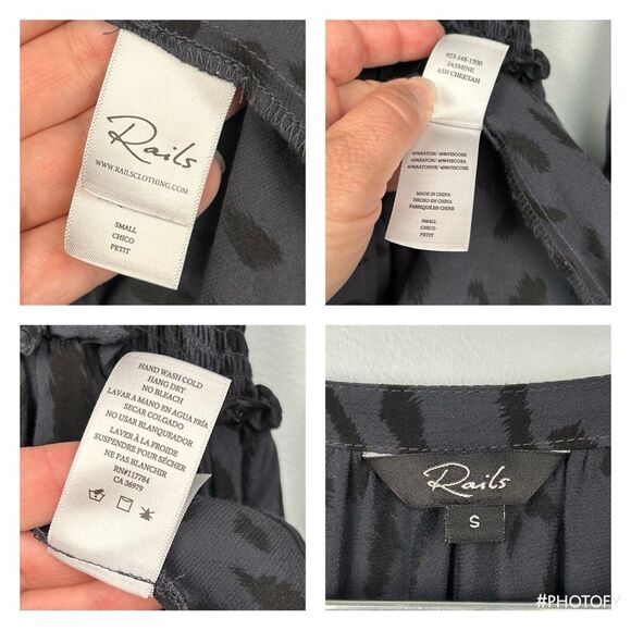 RAILS Jasmine Dress Ash Cheetah Mini Long Sleeve Button Details Tiered Skirt S - Picture 3 of 13